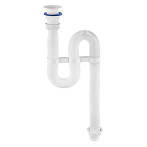 Сифон гофрированный VIR 1 1/4 х 50/40 мм с пластиковой чашкой D63 мм, L900 мм с усилен. хомутом жёст 870661