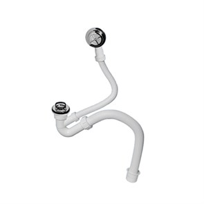 Сифон для ванн/поддонов с выпуском и переливом (L500ммхD25мм, D63мм пластик сливная решётка, пробка, 870665