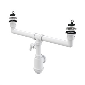 Сифон для двойной мойки с нерж. решетками D70 и штуцером для быт.тех. 857912