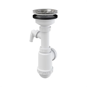 Сифон для мойки Alcaplast, нерж. решетка 115 мм, с подкл. слива быт. техники 860936