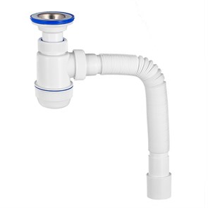 Сифон Мини Элит 1 1/2 х 40 мм с литым выпуском, нерж. чашка D70 мм, гофротруба L800 мм 40 х 40/50 мм 885854