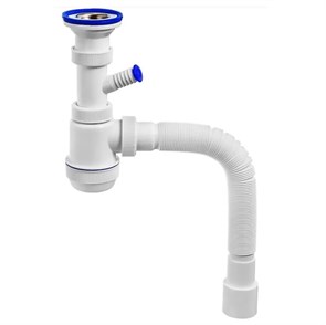 Сифон Мини Элит 1 1/2 х 40 мм, нерж. чашка D63 мм, с отводом и c гофротрубой L800 мм 40 х 40/50 мм 873681