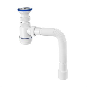 Сифон Мини Элит 1 1/2 х 40 мм, нерж. чашка D70 мм и с гофротрубой L800 мм 40 х 40/50 мм 864084