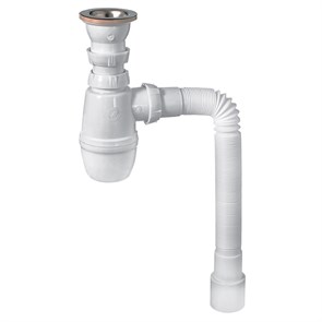 Сифон Минор с выпуском 1 1/2 х 40 мм и с гофротрубой L800 мм, 40 х 40/50 мм 872464