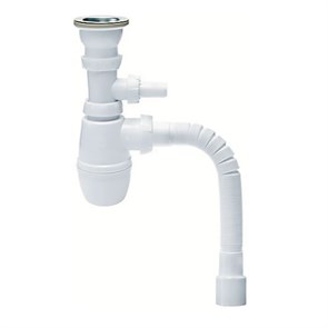 Сифон Минор с выпуском 1 1/4 х 40 мм с отводом и с гофротрубой L800 мм, 40 х 40/50 мм 882842