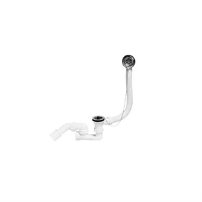 Сифон неразборный для ванн/поддонов с выпуском, ревизией и переливом ( 1 1/2