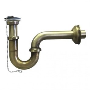 Сифон трубный P-образный латунный с выпуском (1 1/4