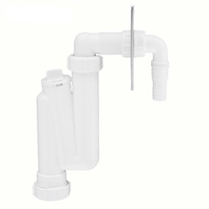 Сифон трубный S-образный для слива бытовой техники с декоративной накладкой (полированная нержавейка 870984