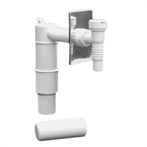 Сифон трубный S-образный с вент. клапаном для слива быт. техники и метал. накладкой, выход 40/50 мм 877077