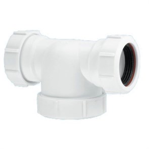 Сифон трубный Р-образный, проходной (40ммх40мм) с ревизией; вход/выход горизонтальный компрессионный 871925