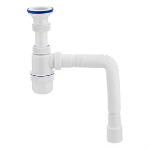 Сифон Элит 1 1/2 х 40 мм для мойки и раковины с пласт. решеткой и c гофротрубой L800 мм 40 х 40/50 м 872228