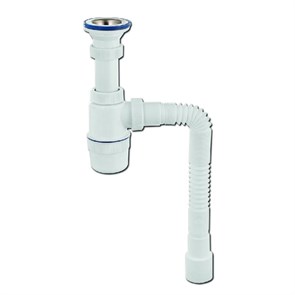 Сифон Элит 1 1/2 х 40 мм с литым выпуском, нерж. чашка D70 мм и c гофротрубой L800 мм 40 х 40/50 мм 877493