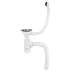 Сифон Элит 1 1/2 х 40 мм, нерж. чашка D114 мм, круг.пер. L300 мм и с гофротрубой L800 мм 40 х 40/50 865331