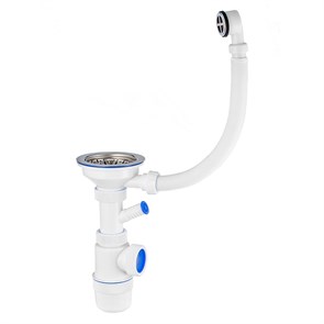 Сифон Элит 1 1/2 х 40 мм, нерж. чашка D114 мм, отводом и с круглым переливом L300 мм 871079