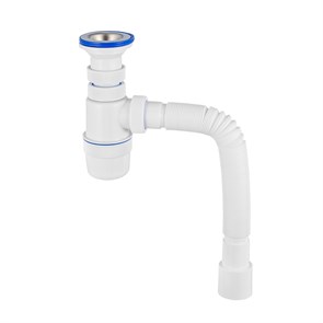 Сифон Элит 1 1/2 х 40 мм, нерж. чашка D70 мм и с гофротрубой L800 мм 40 х 40/50 мм 864995