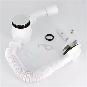 Слив-перелив L=330-700 х 34 мм с раздв. перел., 70 мм слив, пробка-кнопка, выход 40/50 мм, хром 877732