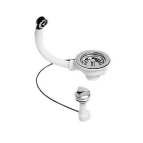 Слив-перелив автомат для мойки L=235 мм х 25 мм, 113 мм нерж. решетка, выход 1 1/2