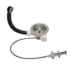 Слив-перелив для мойки L=229 мм х 25 мм, 113 мм нерж. решётка, внеш. упр. кнопка 860227