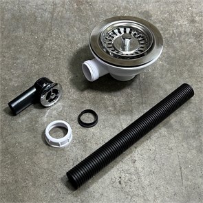 Слив-перелив для раковины L=235 х 25 мм, круглое отв., 113 мм реш. (металл), выход 1 1/2