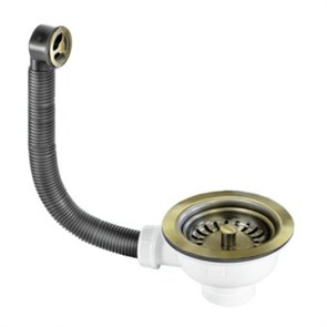 Слив-перелив для раковины L=235 х 25 мм, круглое отв., 113 мм реш., выход 1 1/2