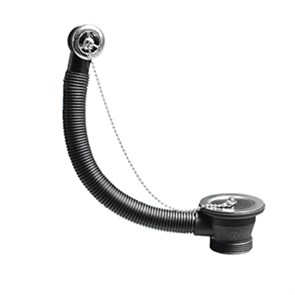 Слив-перелив для раковины L=235 х 25 мм, круглое отв., 70 мм реш. с пробкой и цеп., выход 1 1/2