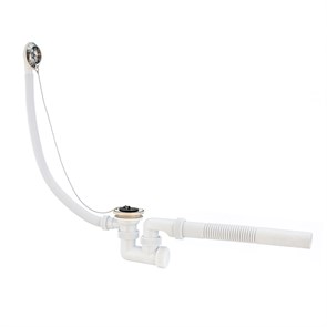 Слив-перелив Универсал 1 1/2 х 40 мм, нерж. сталь,  L800 мм 40 х 40/50 мм, с пробкой на цепочке 872244