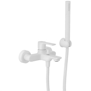 Смеситель для ванны Remer Energy с лейкой, держателем и шлангом, белый матовый 875253