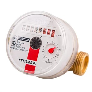 Счетчик для горячей воды Н 3/4 монтажная длина 80 Qном=1,5 м3/ч с импульсным выходом Геркон красная 885290