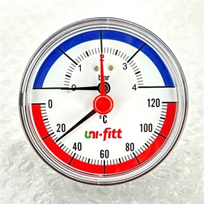 Термоманометр аксиальный 4 бар, 120 C, диаметр 80 мм, 1/2