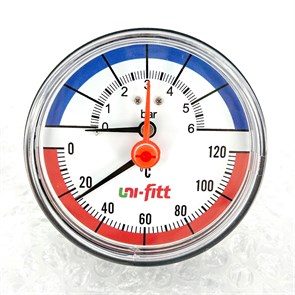 Термоманометр аксиальный 6 бар, 120 C, диаметр 80 мм, 1/2