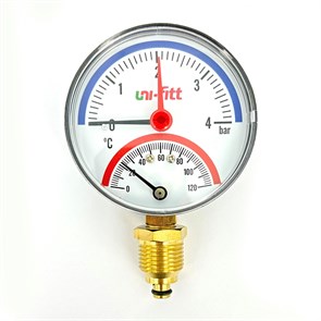 Термоманометр радиальный 4 бар, 120 C, диаметр 80 мм, 1/2
