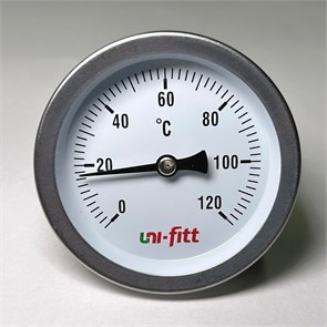 Термометр погружной аксиальный 120 C, диаметр 63 мм, гильза 50 мм, 1/2