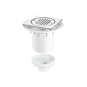 Трап (H130/191мм, L148ммх148мм полированная нержавейка сливная насадка); вертикальный выход Дн=110/5 858820