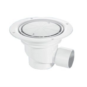 Трап (H130мм, D129/120мм пластик выпуск/сливная решётка) под гибкое напольное покрытие; выход Ду=50м 877051