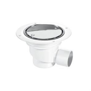 Трап (H130мм, D129/120мм хромированная нержавейка выпуск/сливная решётка) под гибкое напольное покры 863531