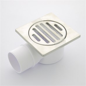 Трап 100 х 100 мм, H=62 мм, выход 50 мм, нерж.сталь 878329