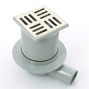 Трап 105 х 105 мм, H=88-174 мм, выпуск 50 мм, нерж. сталь 876985