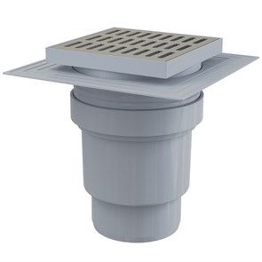 Трап 150 х 150 мм, H=158-195 мм, вертикальный выпуск 110 мм, нерж.сталь 868142