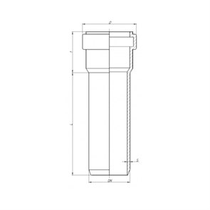 Труба канализационная с раструбом 32 х 250 мм белая, HTEMw 875999