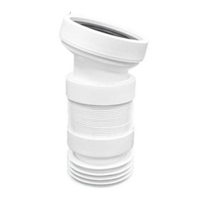 Труба фановая L=260-365 мм гофр. под углом 14 c манжетой, вход 97-107 мм, выход внутрь 110 мм трубы 859177