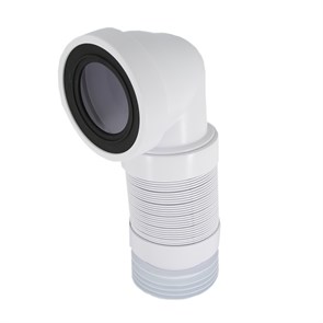 Труба фановая L=260-540 мм гофр. под углом 90 с манжетой, вход 97-107 мм, выход внутрь 110 мм трубы 871250