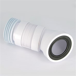 Труба фановая L=315-440 мм гофр. под углом 45 c манжетой, вход 97-107 мм, выход внутрь 110 мм трубы 879750