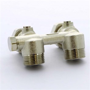 Узел НВ 3/4'х3/4'ЕК радиаторный H-блок угловой со встроенными кранами 2-трубная система с байпасом 884729