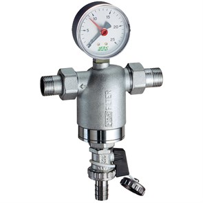 Фильтр 1/2" НР-НР, с манометром, 100мкм, Max: 95 'C, 25 бар 881374