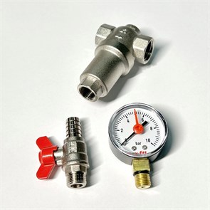 Фильтр промывной В 1/2" MINI со сливным шаровым краном и манометром, никелированный 875452