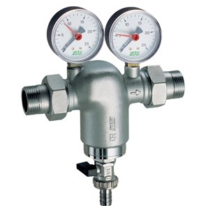 Фильтр хром., 3/4" ВР-ВР, с манометр., 100мкм, Max: 95 °C, 25 бар 857396