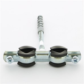 Хомут двойной 3/8" (15-19 мм) с резиновым уплотнителем, шпилькой и дюбелем 867287