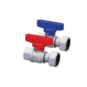 Шаровой кран с накидной гайкой и внутренней резьбой (ВР 1/2” - накидная гайка 1/2”), красная ручка ( 863872