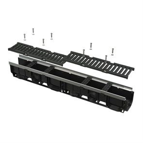 Щелевой дренажный канал асимметричный 100 мм из оцинкованной  стали 886609