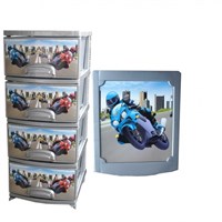 Комод ДЕКОР 4 ярус Мотокросс серебро/перламутр В95*Ш38*Г47 522981